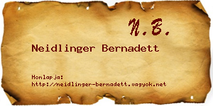 Neidlinger Bernadett névjegykártya